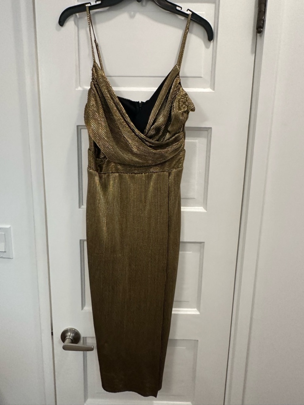 Lulu's Metallic Bronze Women's dress with Black Trim
